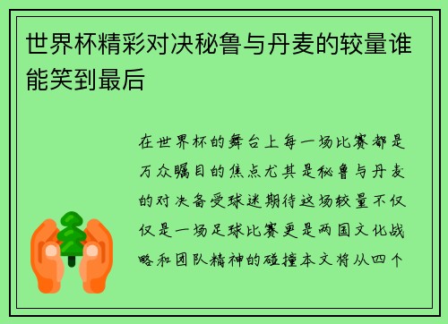 世界杯精彩对决秘鲁与丹麦的较量谁能笑到最后